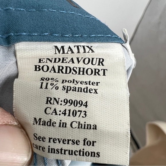 Matrix Men's Blue Red Striped Drawstring Pocketed Colorblocked Swim Trunks - Picture 8 of 10